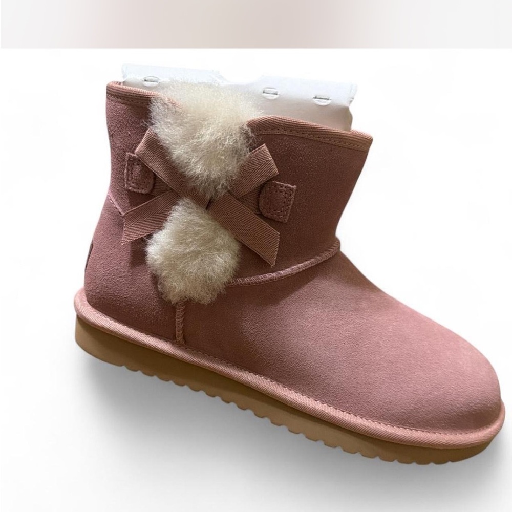 UGG Pink Ankle Boots with Bow and Fur